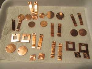 Cleaned copper earring pieces. 